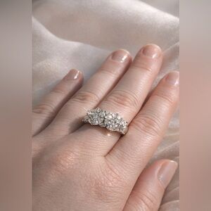 Vintage 925 Sterling Silver Marquise CZ Cluster Statement Ring size 9